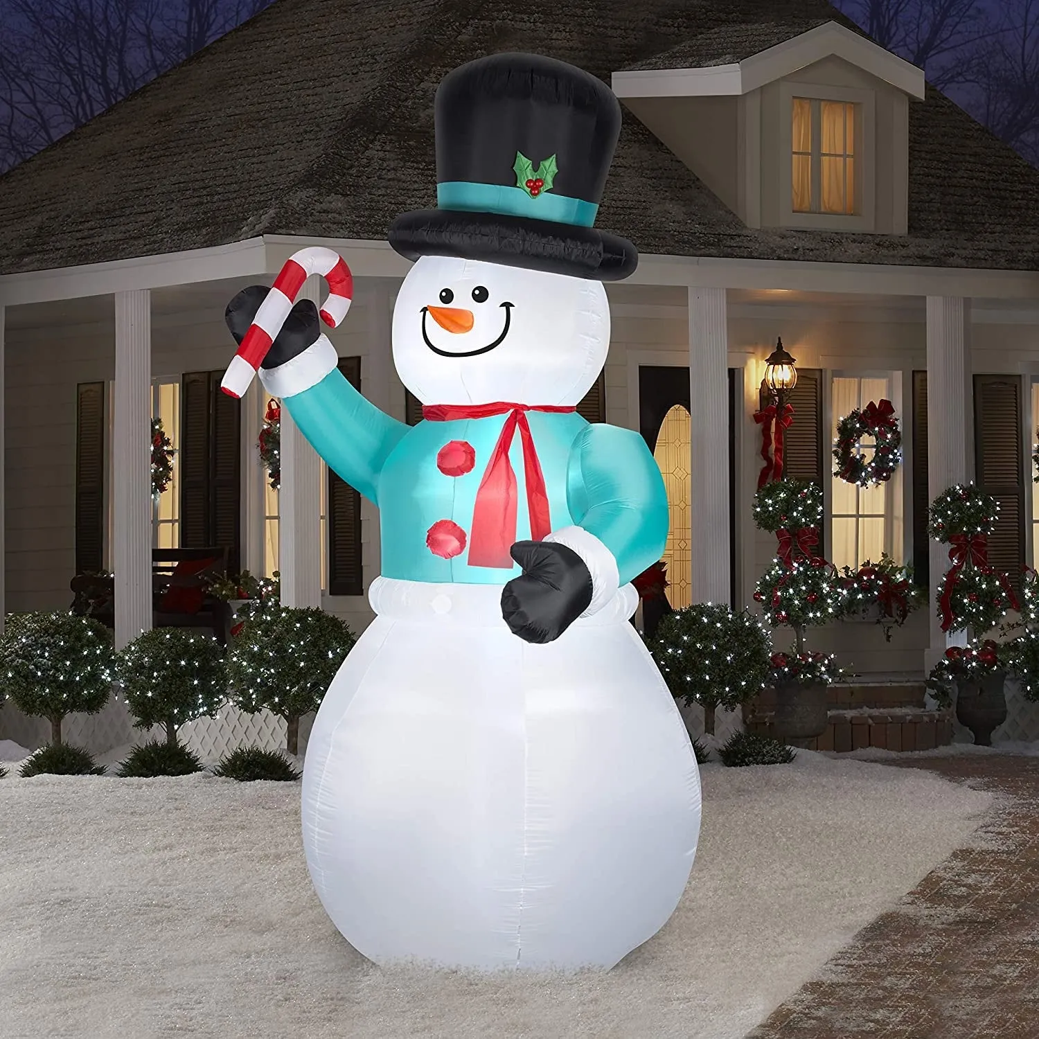 12' Snowman with Candy Cane Gemmy® Inflatable