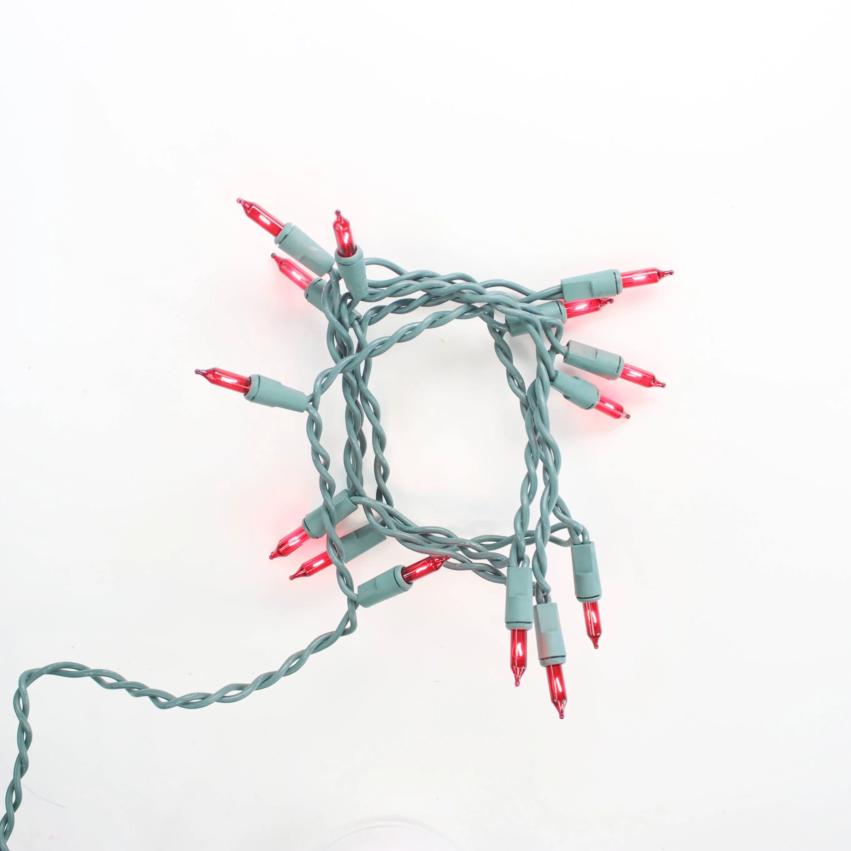 15-bulb Red Craft Lights, Green Wire