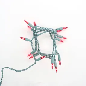 15-bulb Red Craft Lights, Green Wire