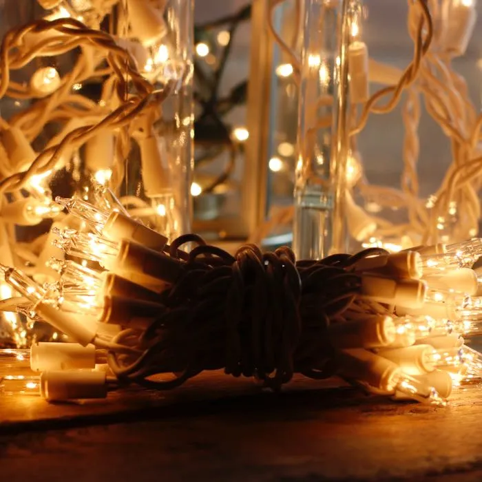 20-bulb Clear Craft Lights, White Wire