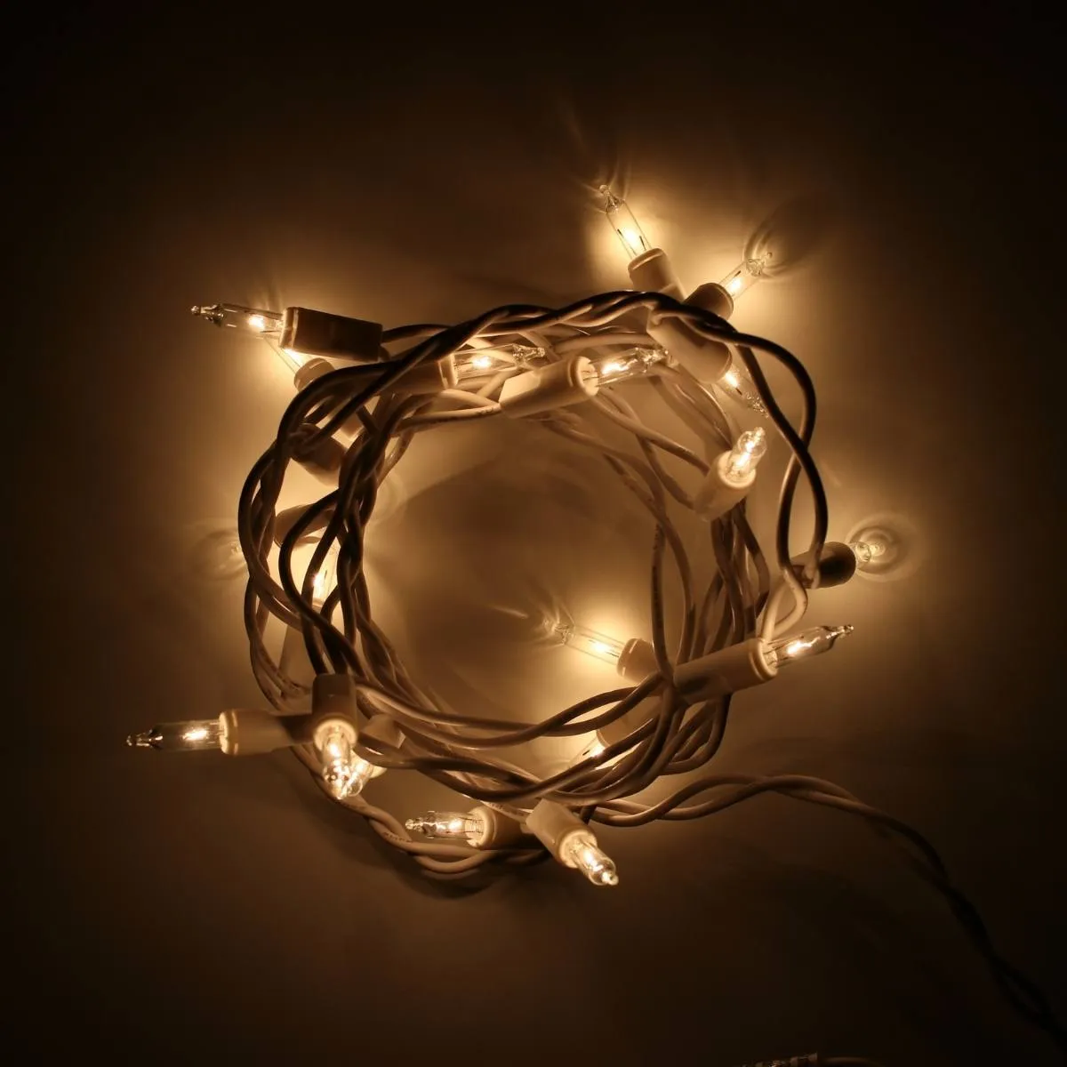 20-bulb Clear Craft Lights, White Wire