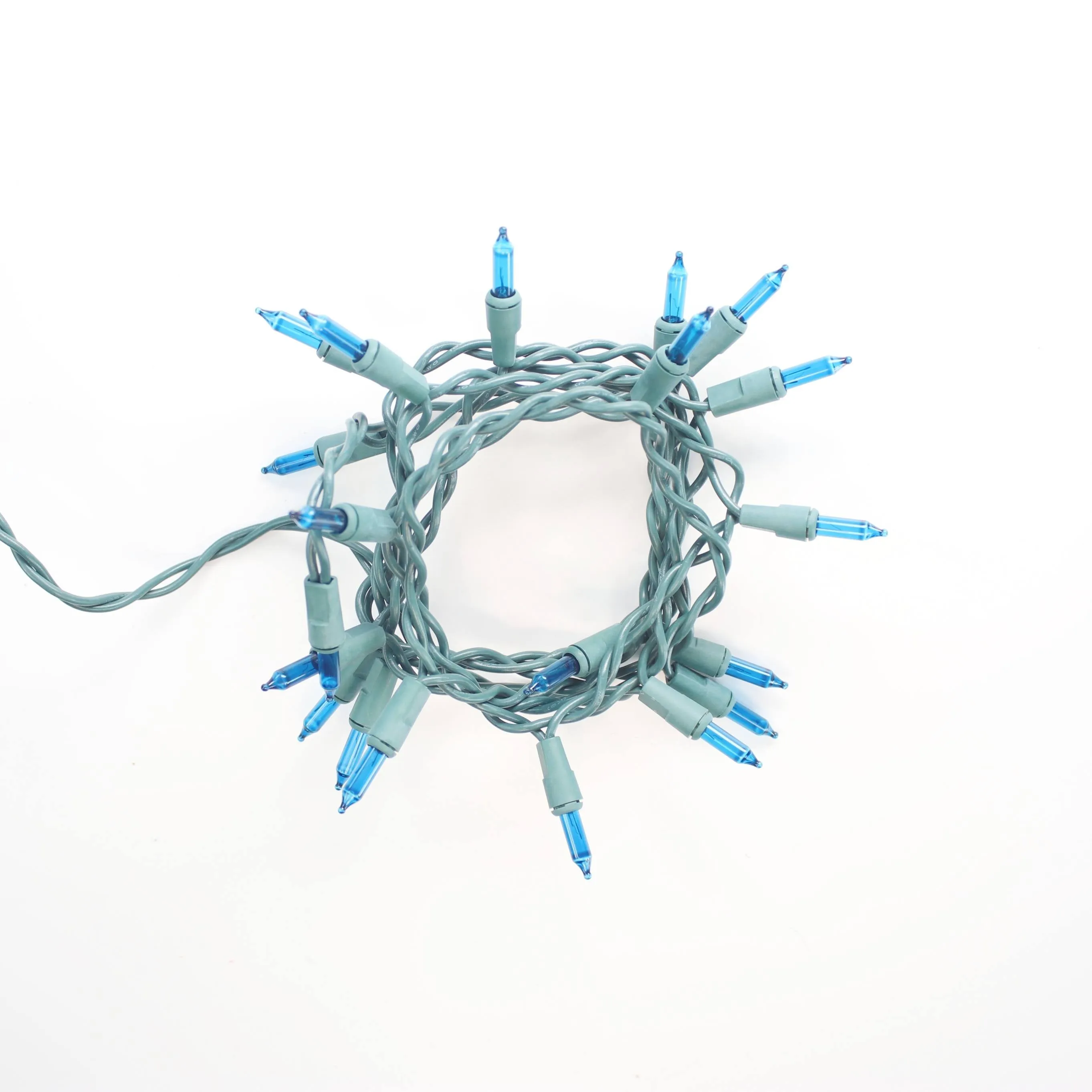 20-bulb Teal Craft Lights, Green Wire