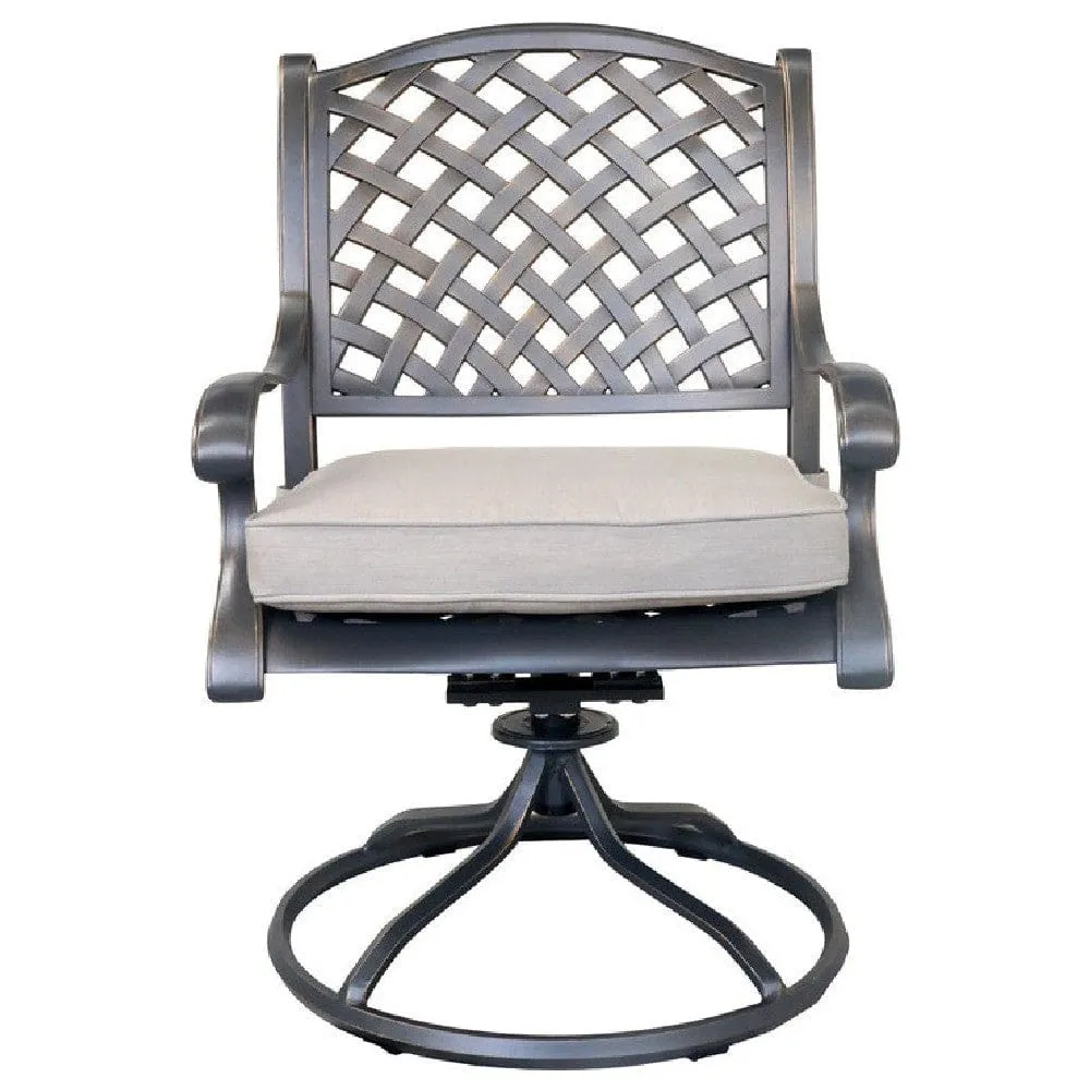 27 Inch Swivel Outdoor Patio Dining Chair, Set of 2, Bronze By Casagear Home