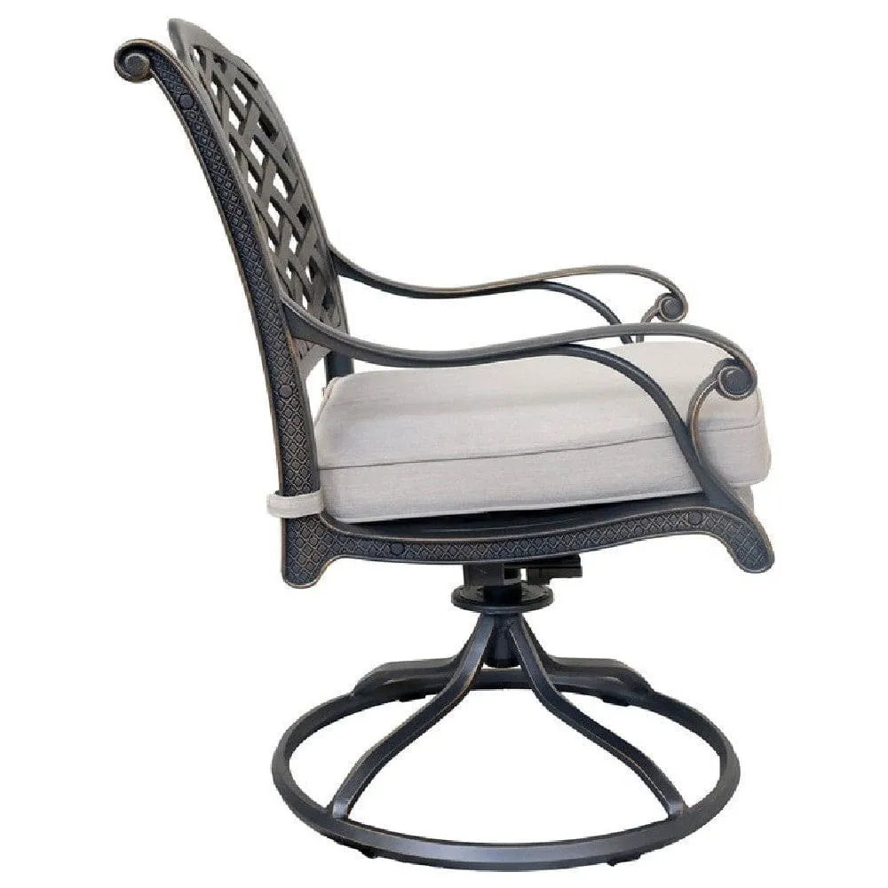 27 Inch Swivel Outdoor Patio Dining Chair, Set of 2, Bronze By Casagear Home