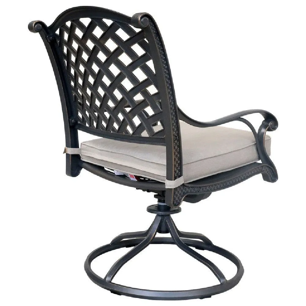 27 Inch Swivel Outdoor Patio Dining Chair, Set of 2, Bronze By Casagear Home