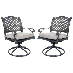 27 Inch Swivel Outdoor Patio Dining Chair, Set of 2, Bronze By Casagear Home