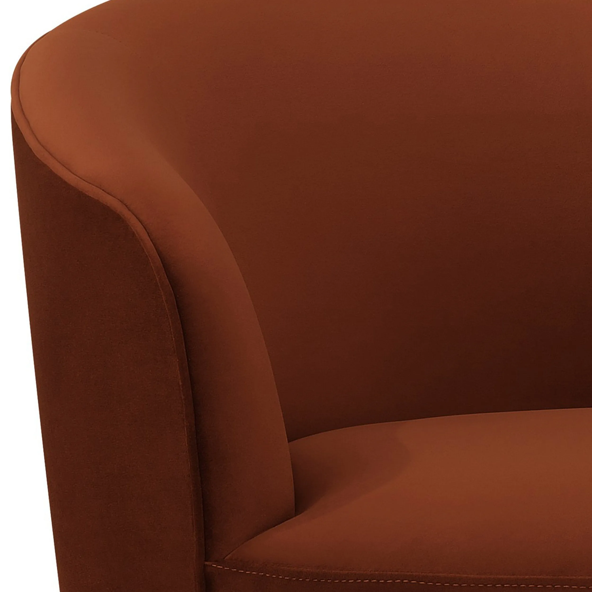 30 Inch Swivel Accent Chair, Padded Barrel Style, Burnished Orange Velvet By Casagear Home