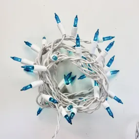 35-bulb Teal Craft Lights, White Wire