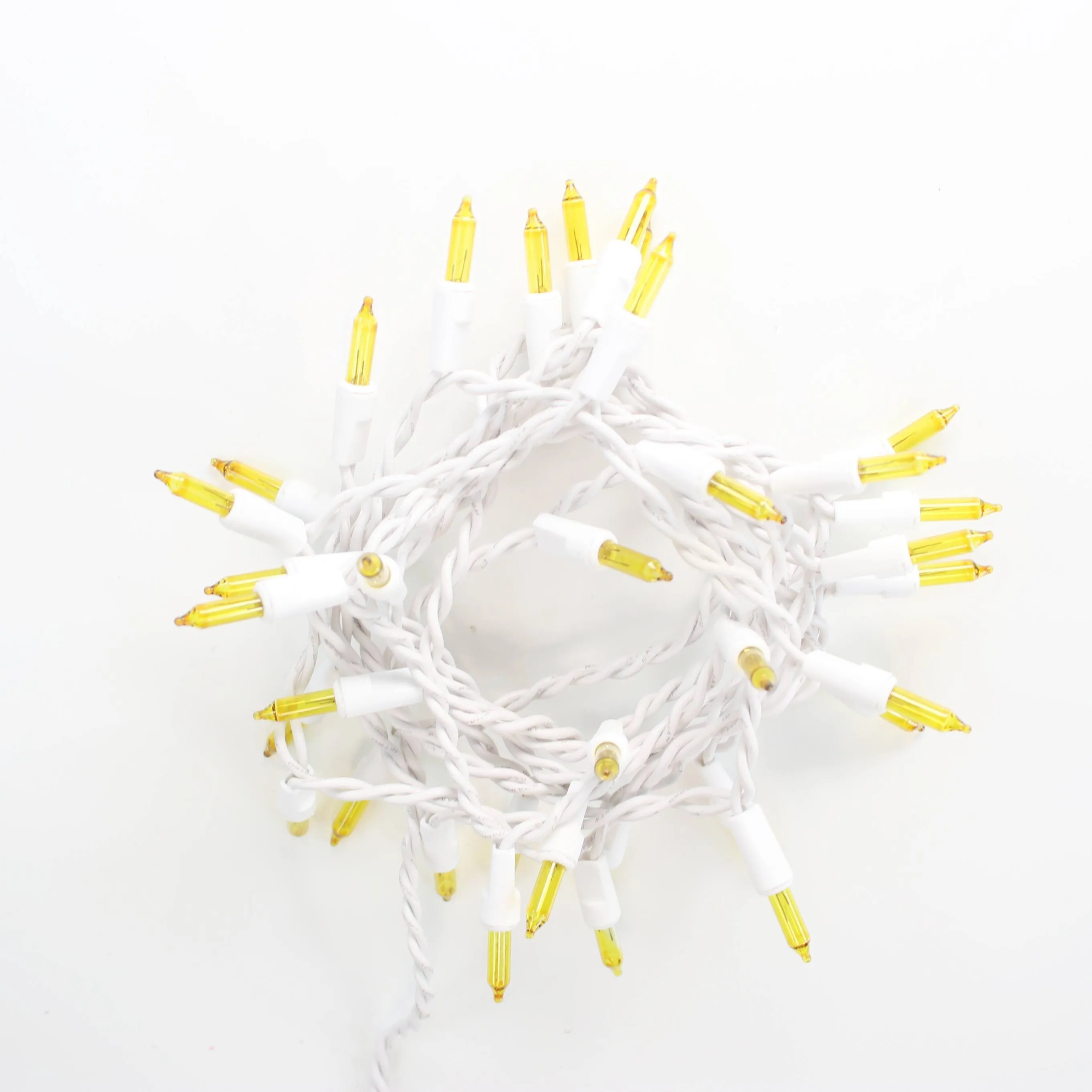 35-bulb Yellow Craft Lights, White Wire
