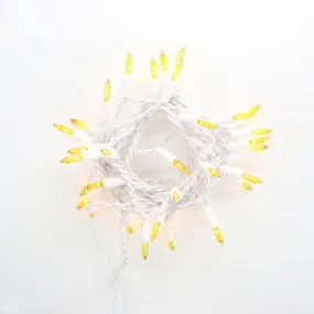 35-bulb Yellow Craft Lights, White Wire