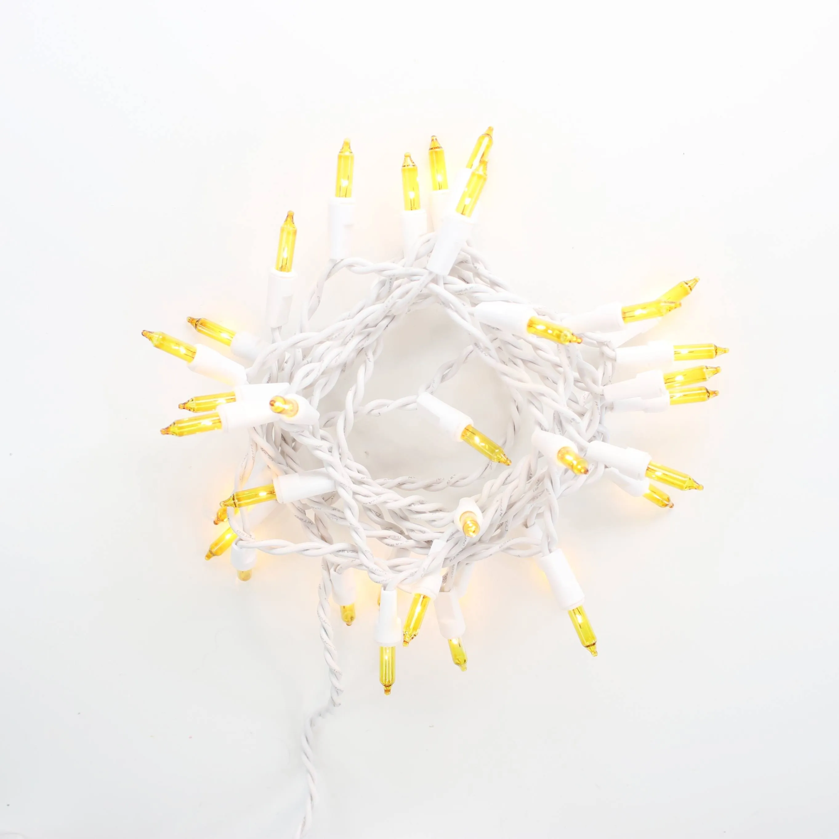 35-bulb Yellow Craft Lights, White Wire