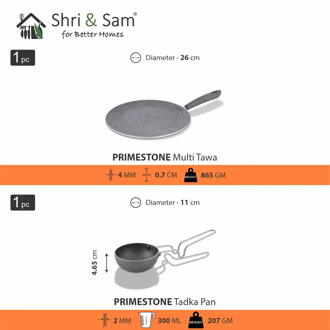 Aluminium 2 PCS Non-Stick Pro Cookware Set Primestone