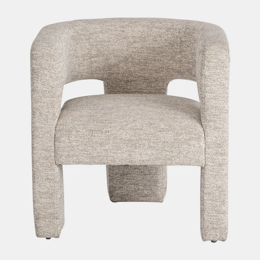 Aol 27 Inch Accent Chair, Round Open Backrest, Beige Fabric Upholstery By Casagear Home