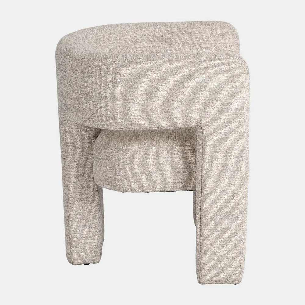Aol 27 Inch Accent Chair, Round Open Backrest, Beige Fabric Upholstery By Casagear Home