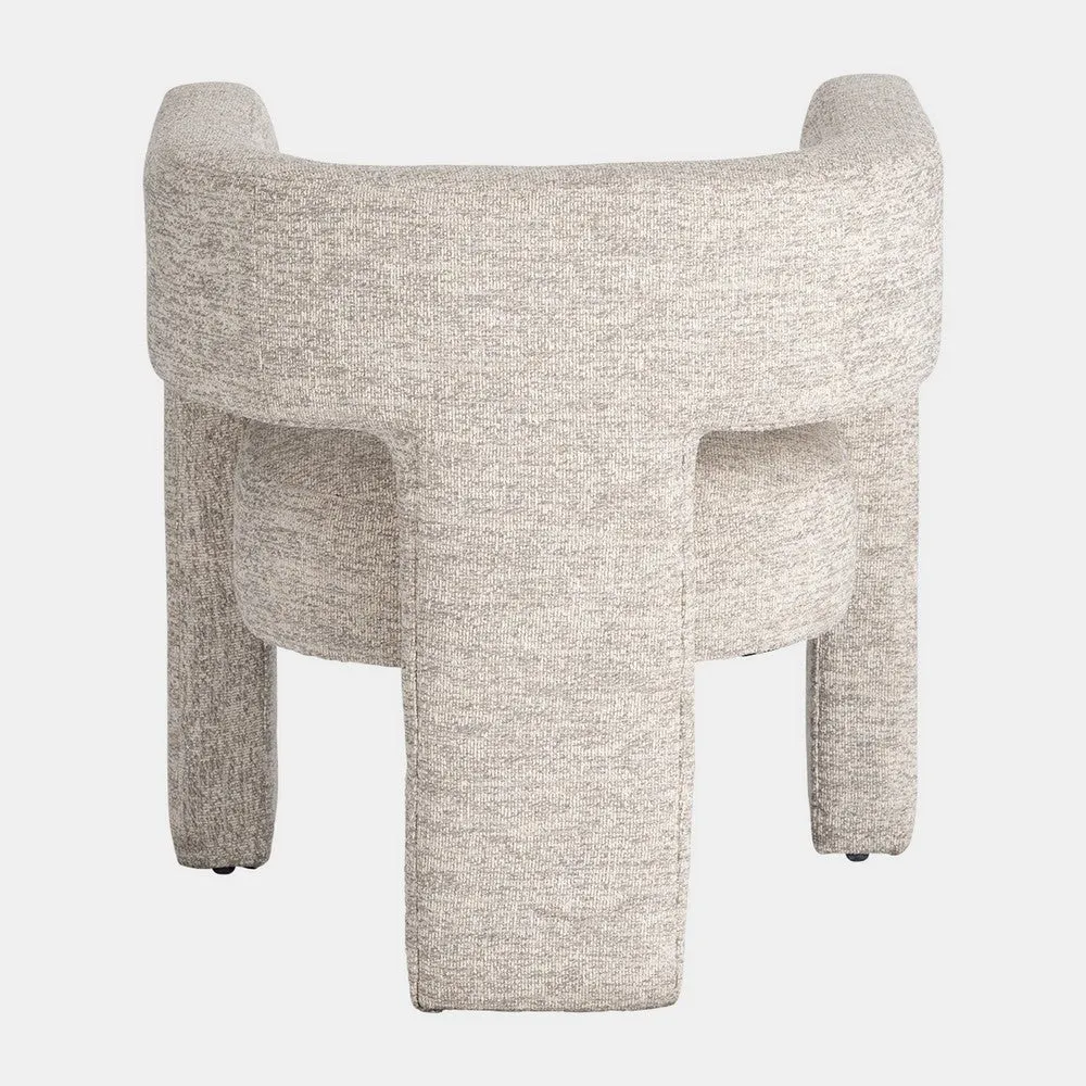 Aol 27 Inch Accent Chair, Round Open Backrest, Beige Fabric Upholstery By Casagear Home