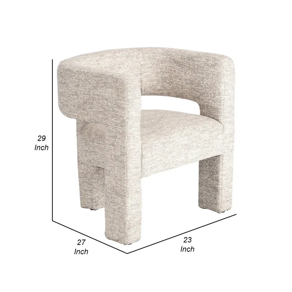 Aol 27 Inch Accent Chair, Round Open Backrest, Beige Fabric Upholstery By Casagear Home