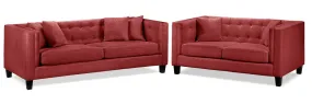 Arbor Sofa and Loveseat Set - Red