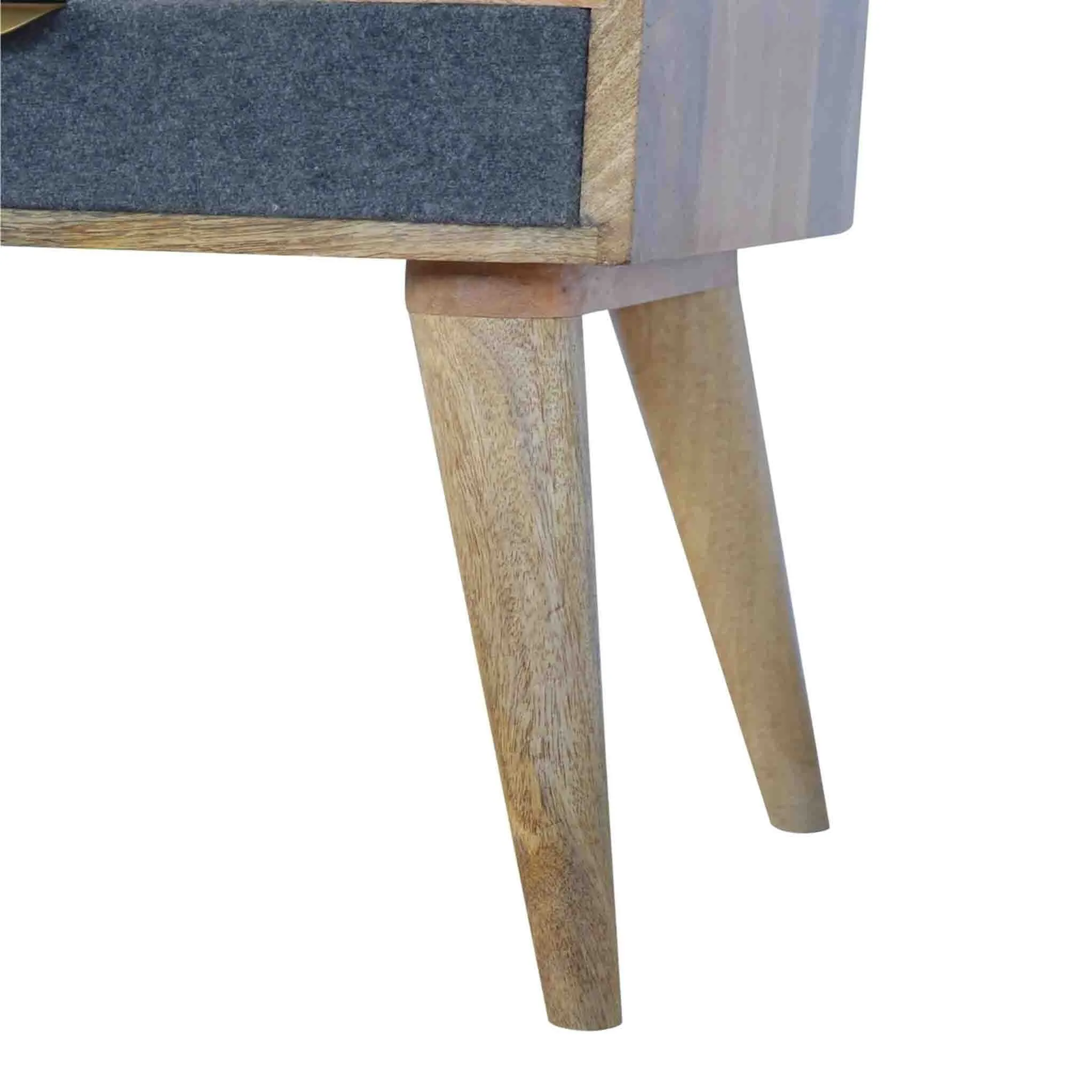 Artisan Bedside with One Grey Tweed Fabric Drawer Front