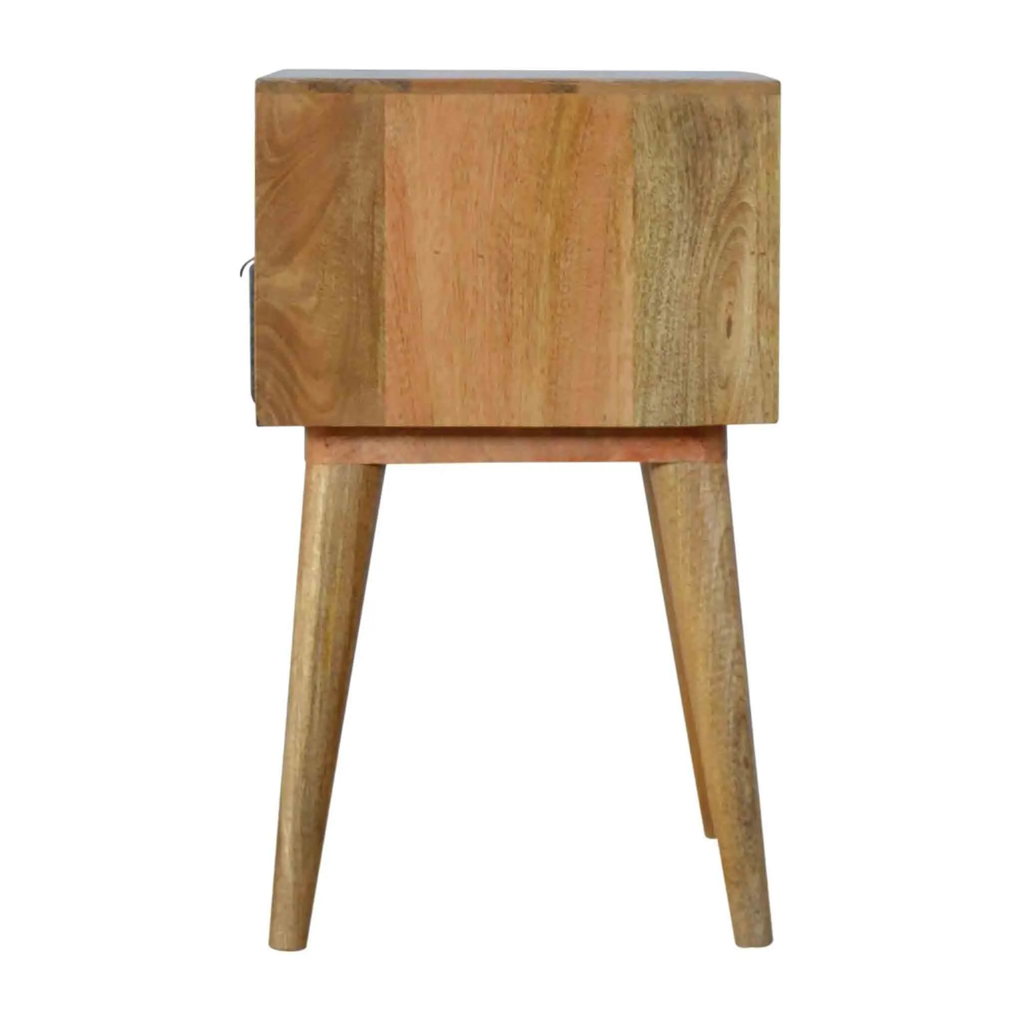 Artisan Bedside with One Grey Tweed Fabric Drawer Front