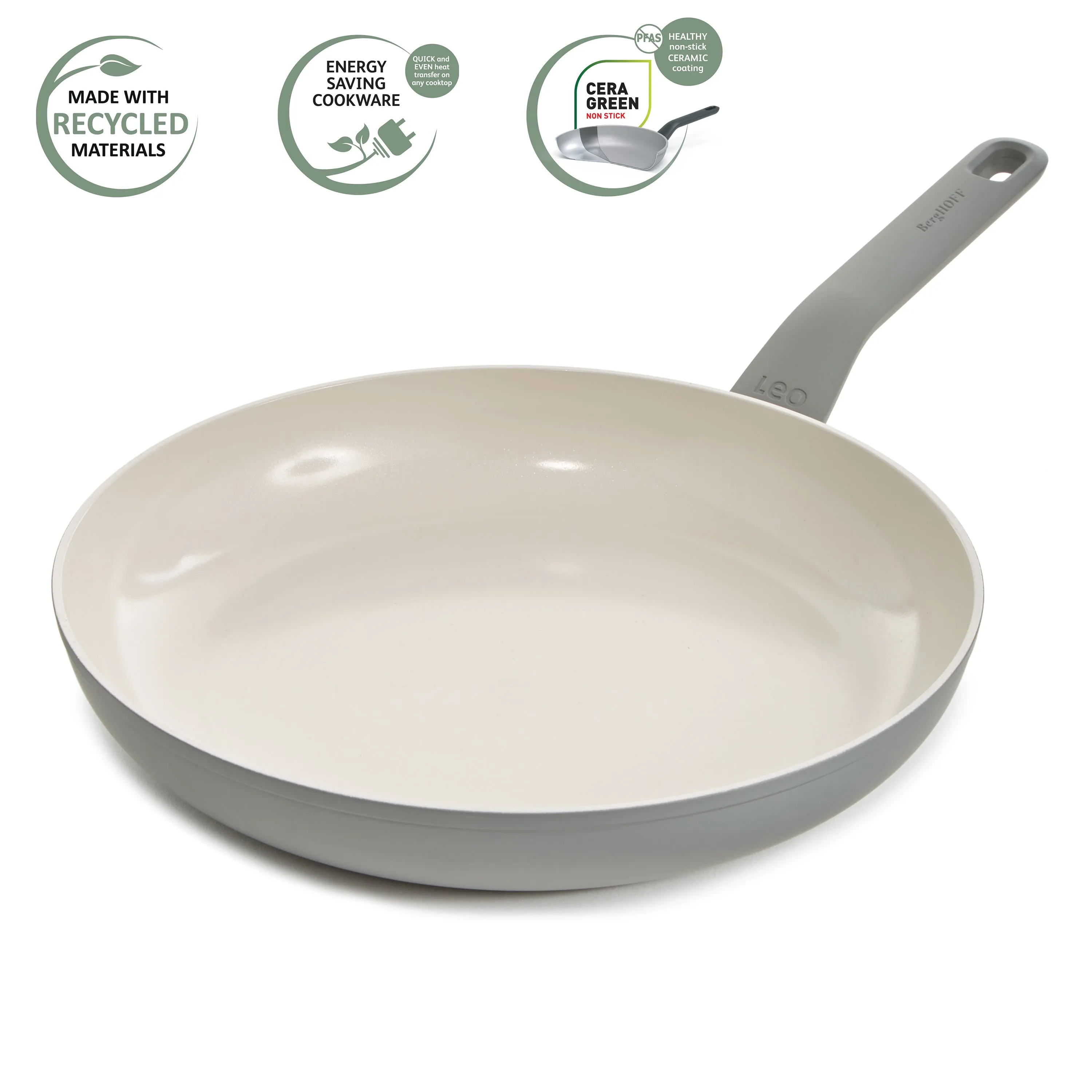 BergHOFF Balance Nonstick Ceramic Frying Pan 12", Recycled Aluminum, Moonmist