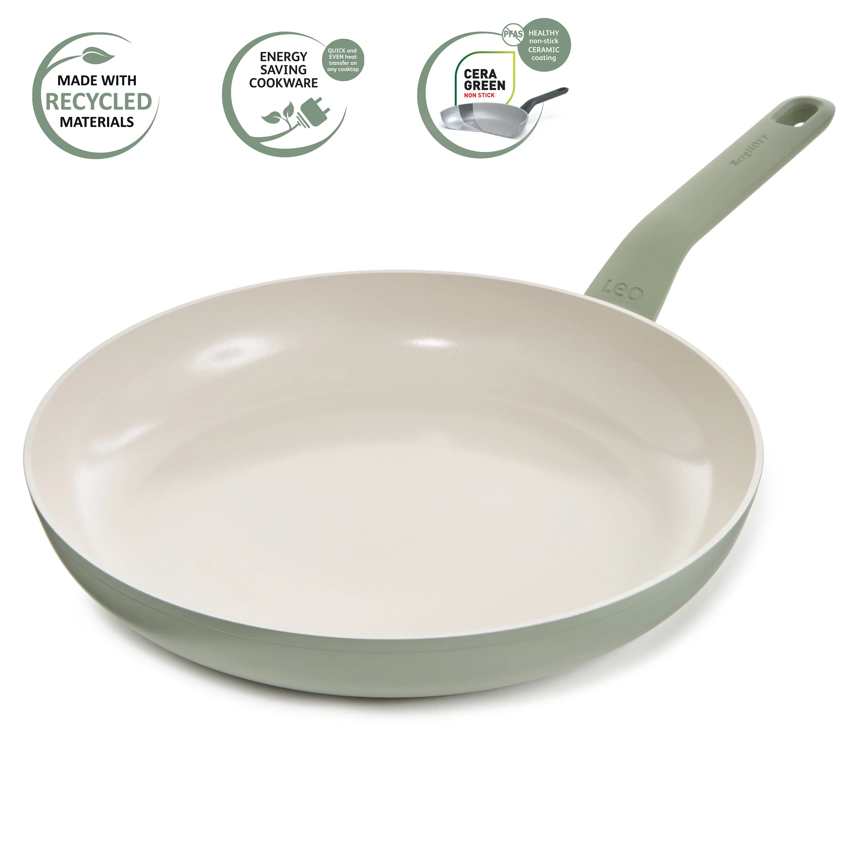 BergHOFF Balance Nonstick Ceramic Frying Pan 12", Recycled Aluminum, Sage