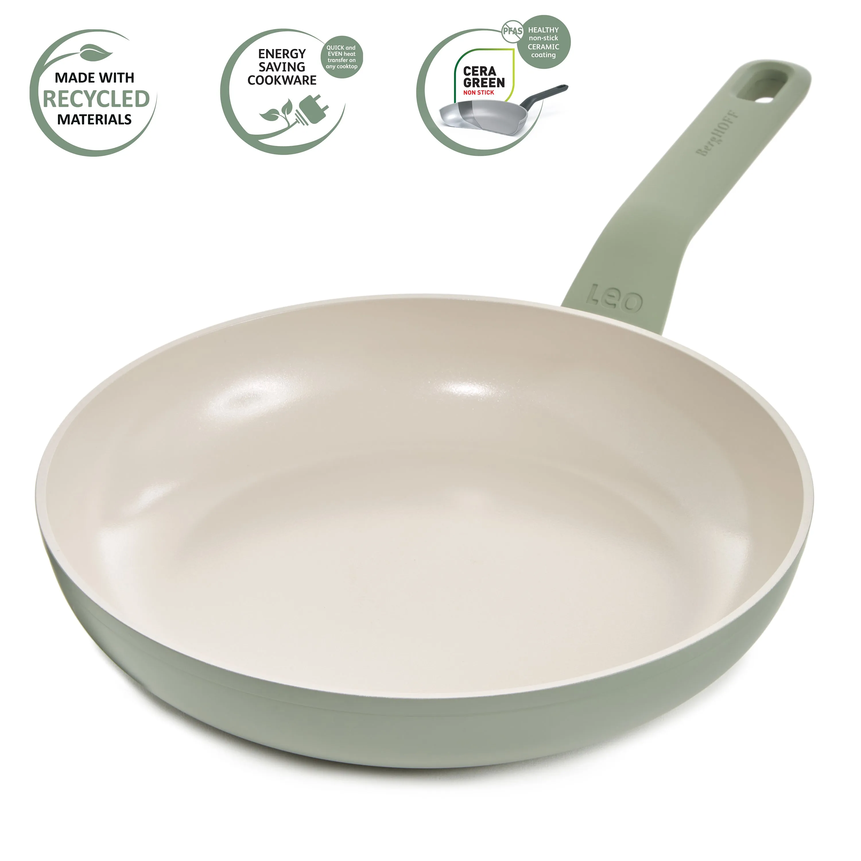 BergHOFF Balance Nonstick Ceramic Frying Pan 9.5", Recycled Aluminum, Sage