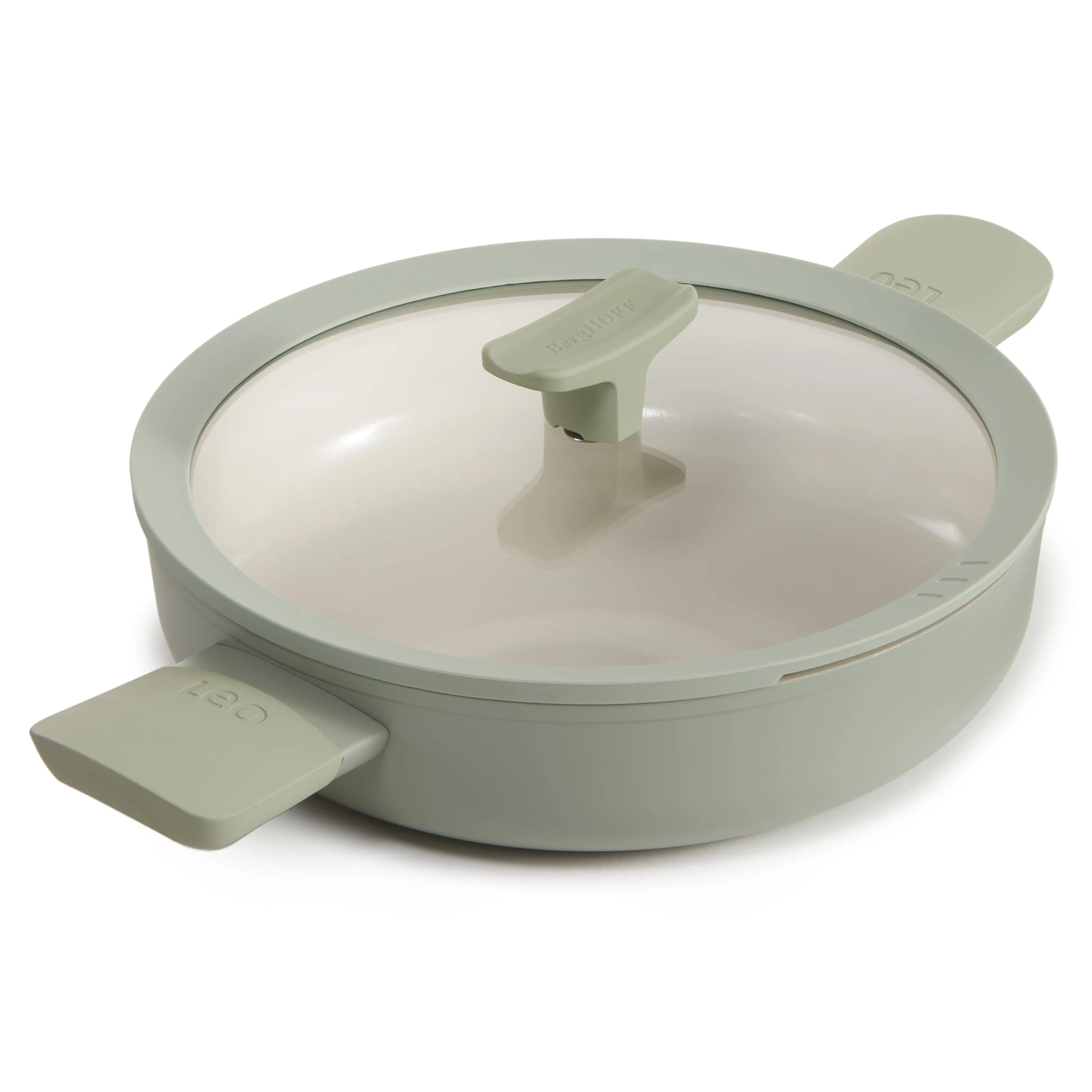 BergHOFF Balance Nonstick Ceramic Sauté Pan 10.25", 3.1qt. With Glass Lid, Recycled Aluminum, Sage