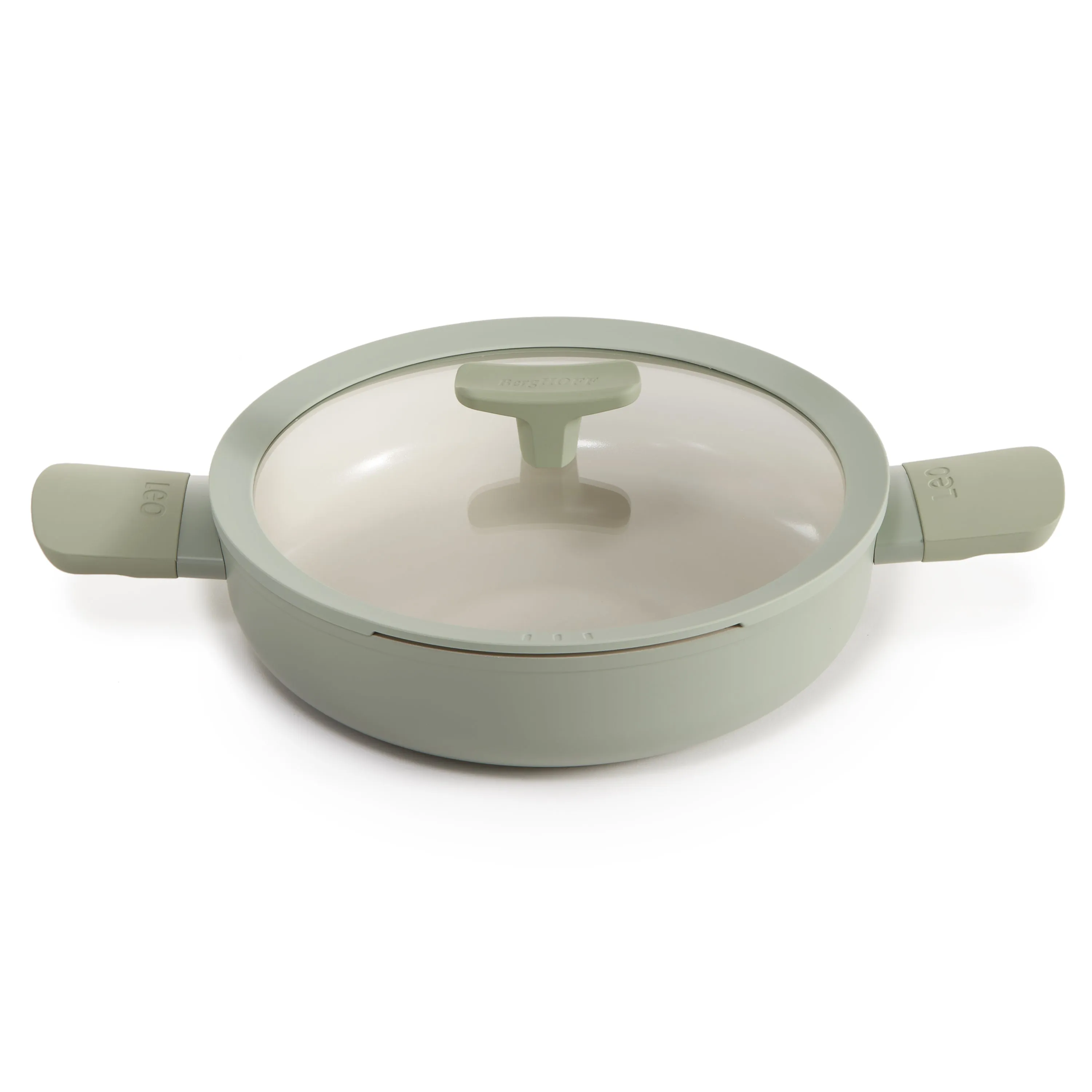 BergHOFF Balance Nonstick Ceramic Sauté Pan 10.25", 3.1qt. With Glass Lid, Recycled Aluminum, Sage