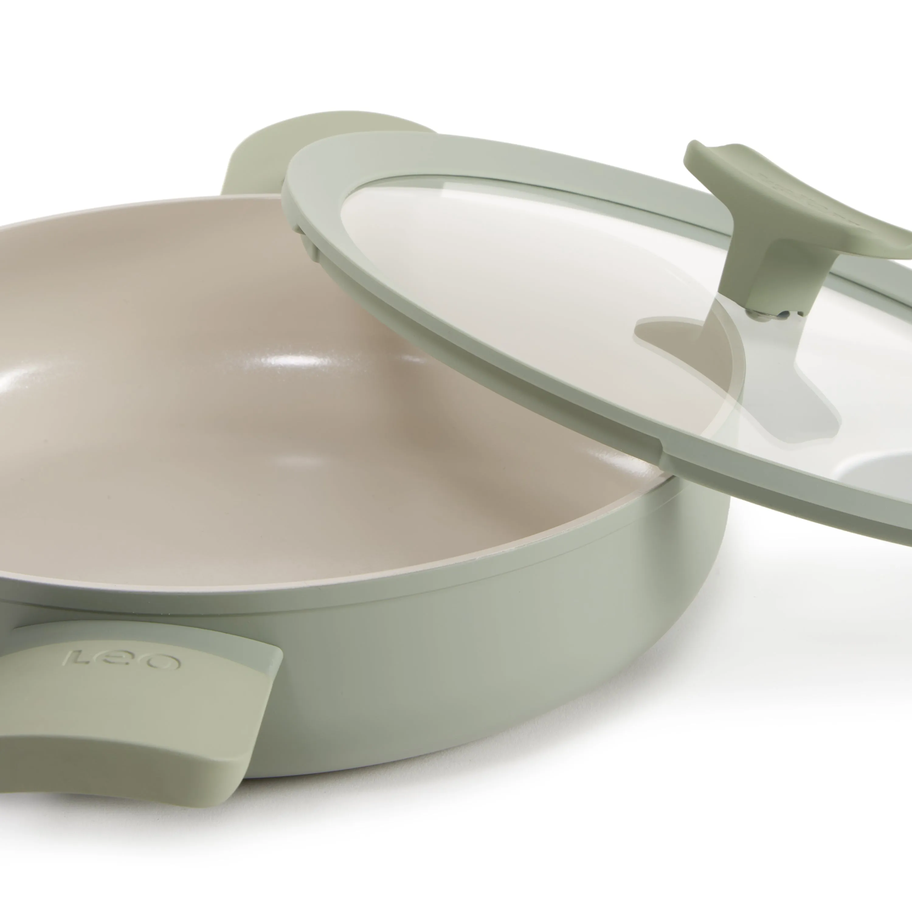 BergHOFF Balance Nonstick Ceramic Sauté Pan 10.25", 3.1qt. With Glass Lid, Recycled Aluminum, Sage
