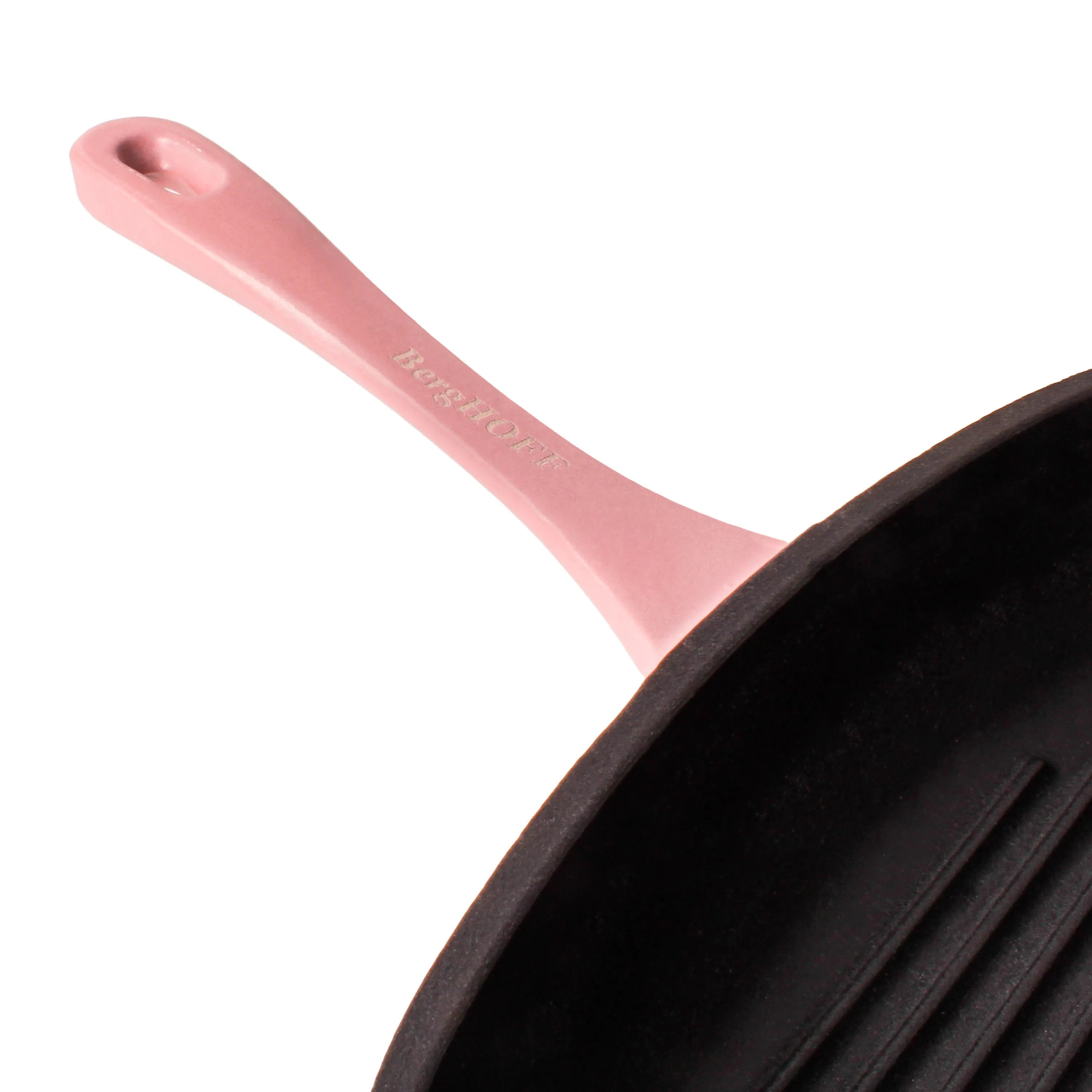 BergHOFF Neo 2pc Cast Iron 11" Grill Pan with Steak Press, Pink