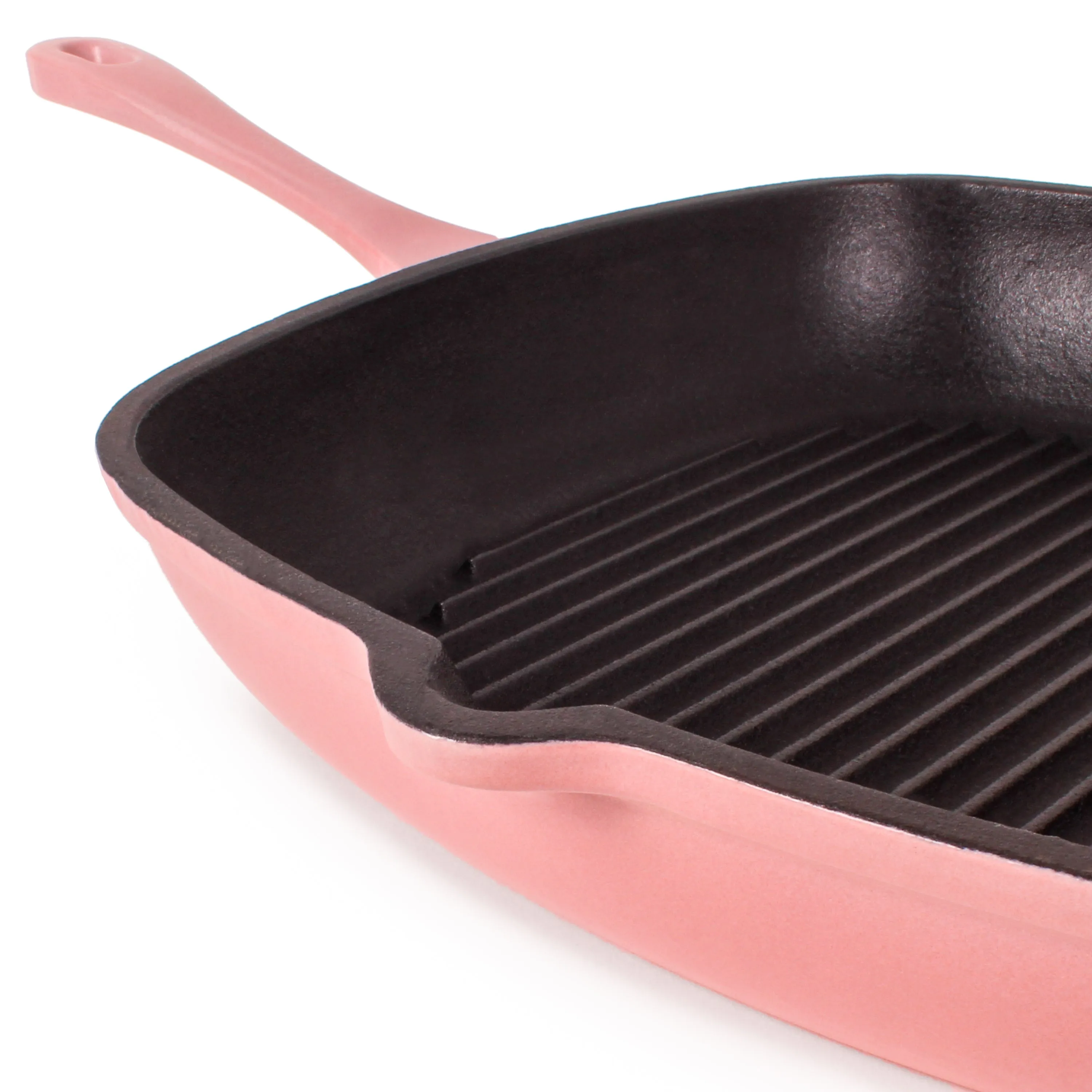 BergHOFF Neo 2pc Cast Iron 11" Grill Pan with Steak Press, Pink