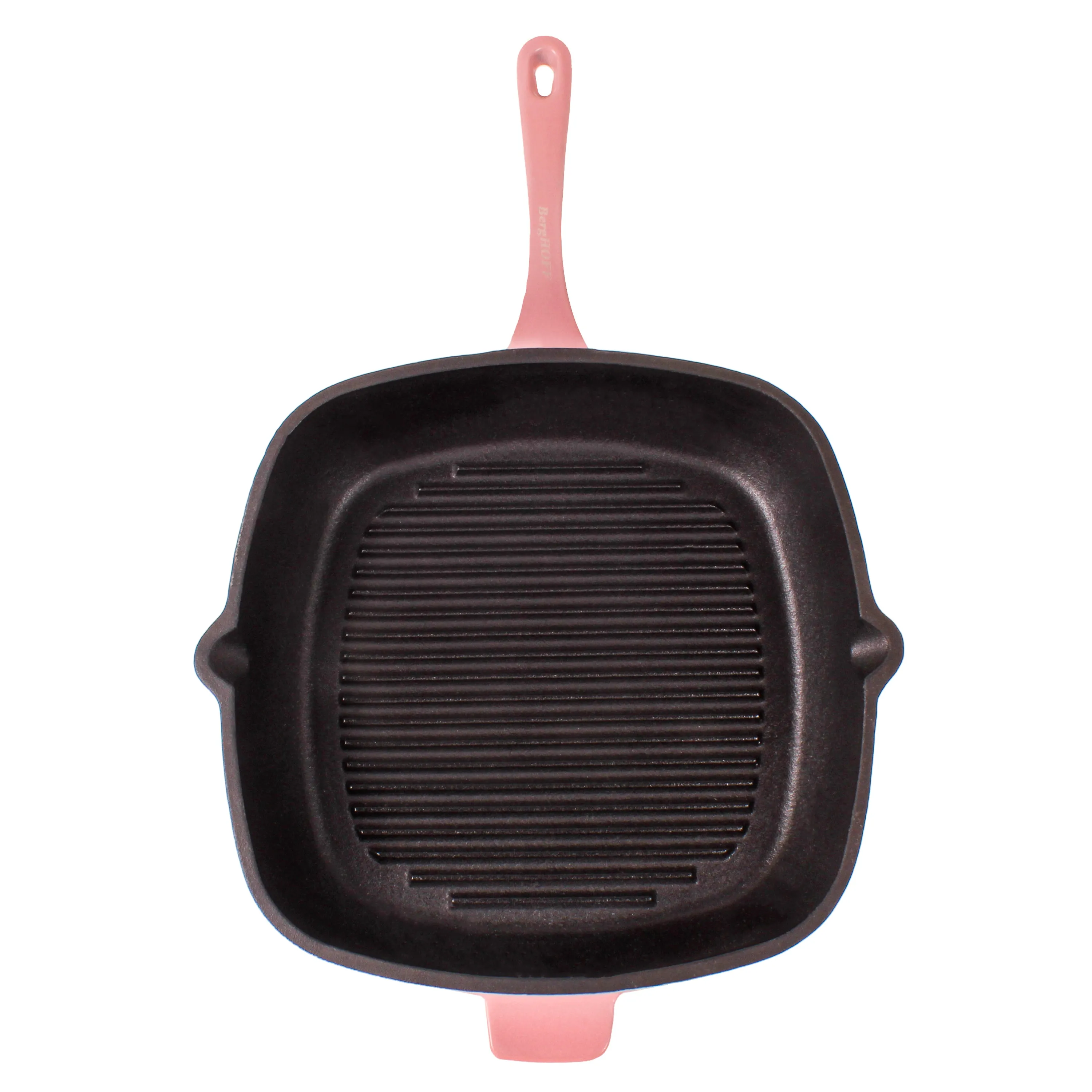 BergHOFF Neo 2pc Cast Iron 11" Grill Pan with Steak Press, Pink