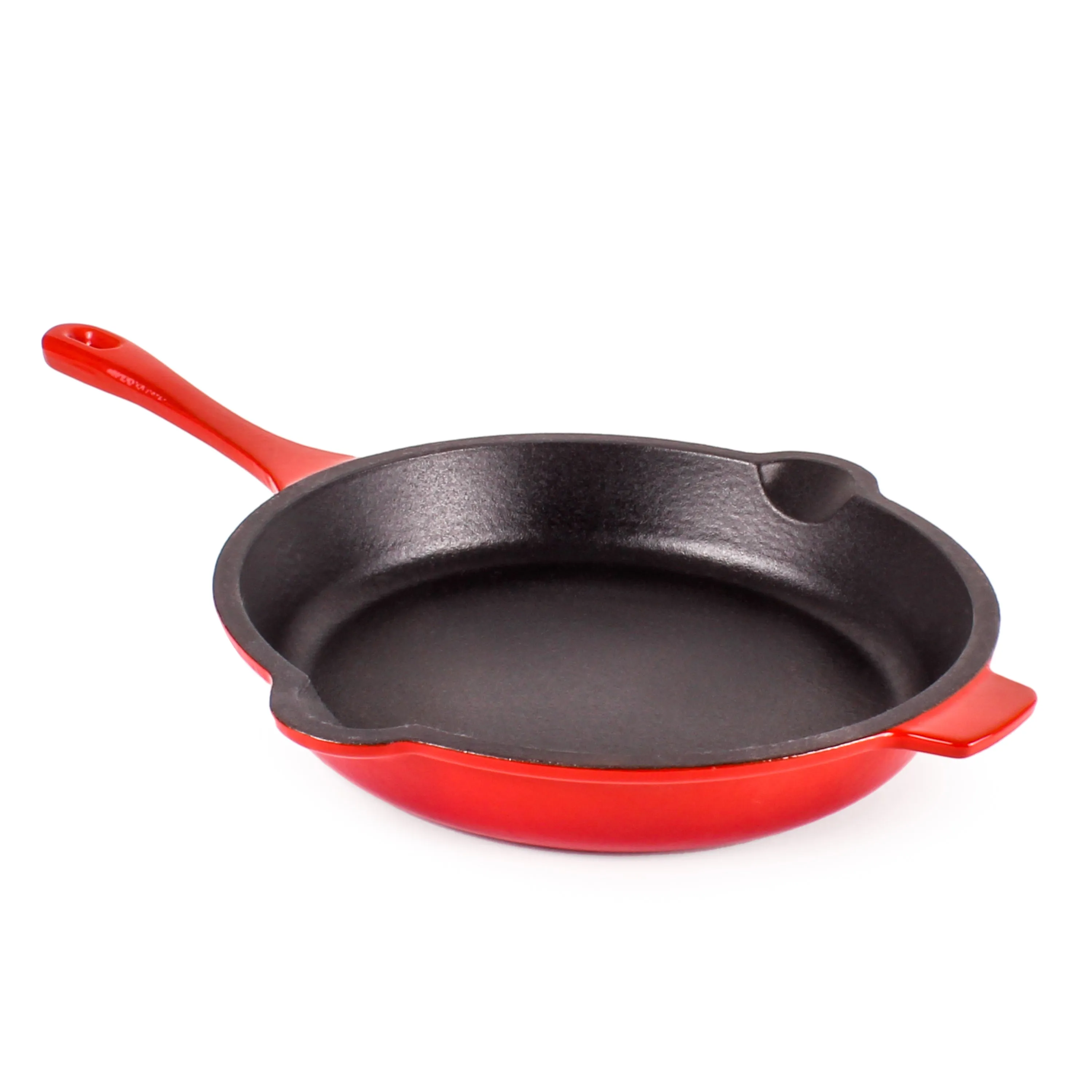 BergHOFF Neo 4pc Cast Iron Cookware Set, Fry Pan, Grill Pan & Round Dutch Oven, Red