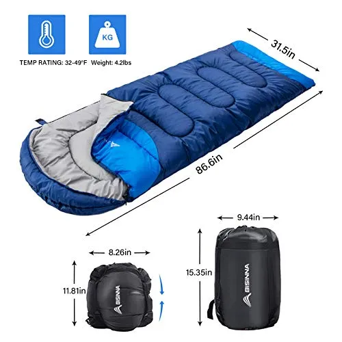 BISINNA Sleeping Bag with Pillow - 4 Season Backpacking Sleeping Bag