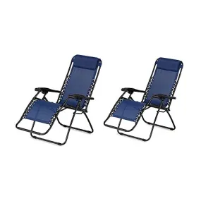 Caravan Canopy Infinity Zero Gravity Steel Frame Patio Deck Chair, Blue (Pair)