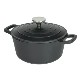 Commichef Cast Aluminium 20cm Round Casserole - Black