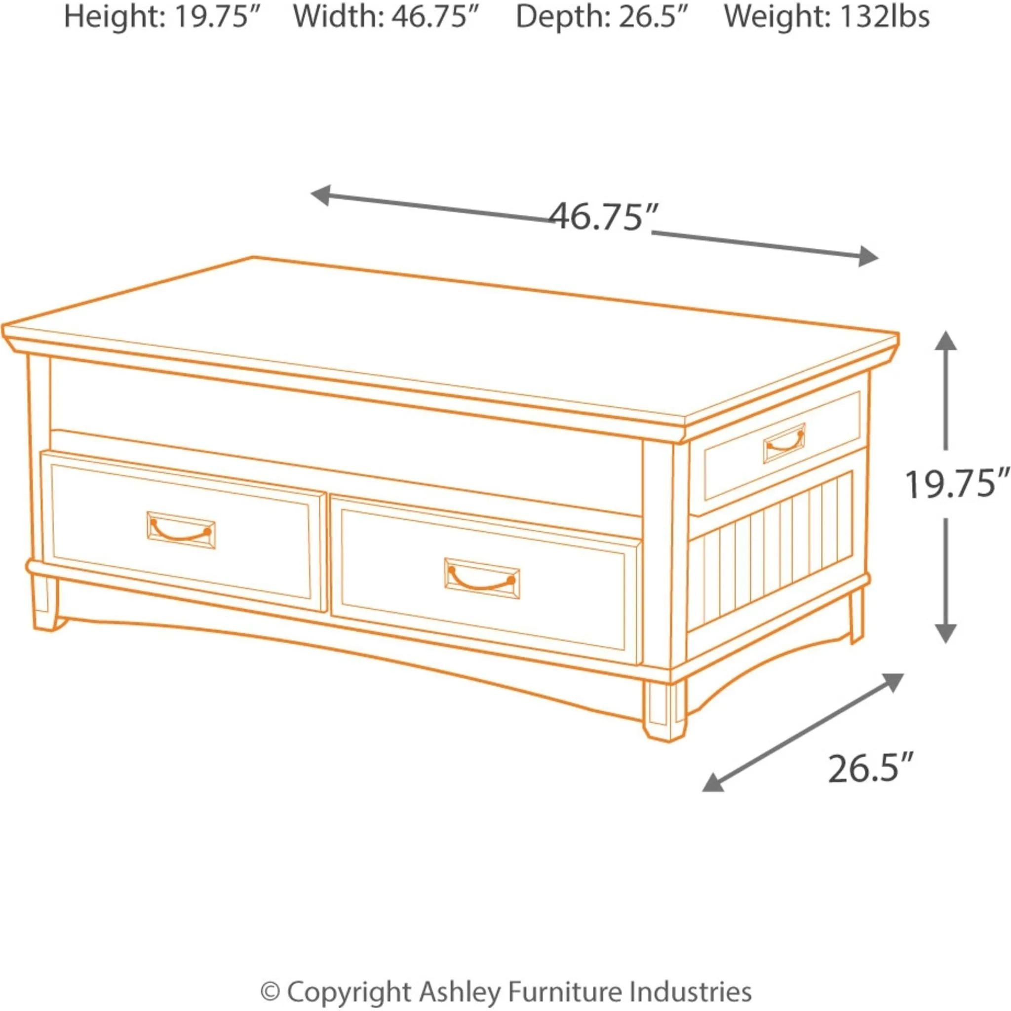 Cross Island Coffee Table - Medium Brown