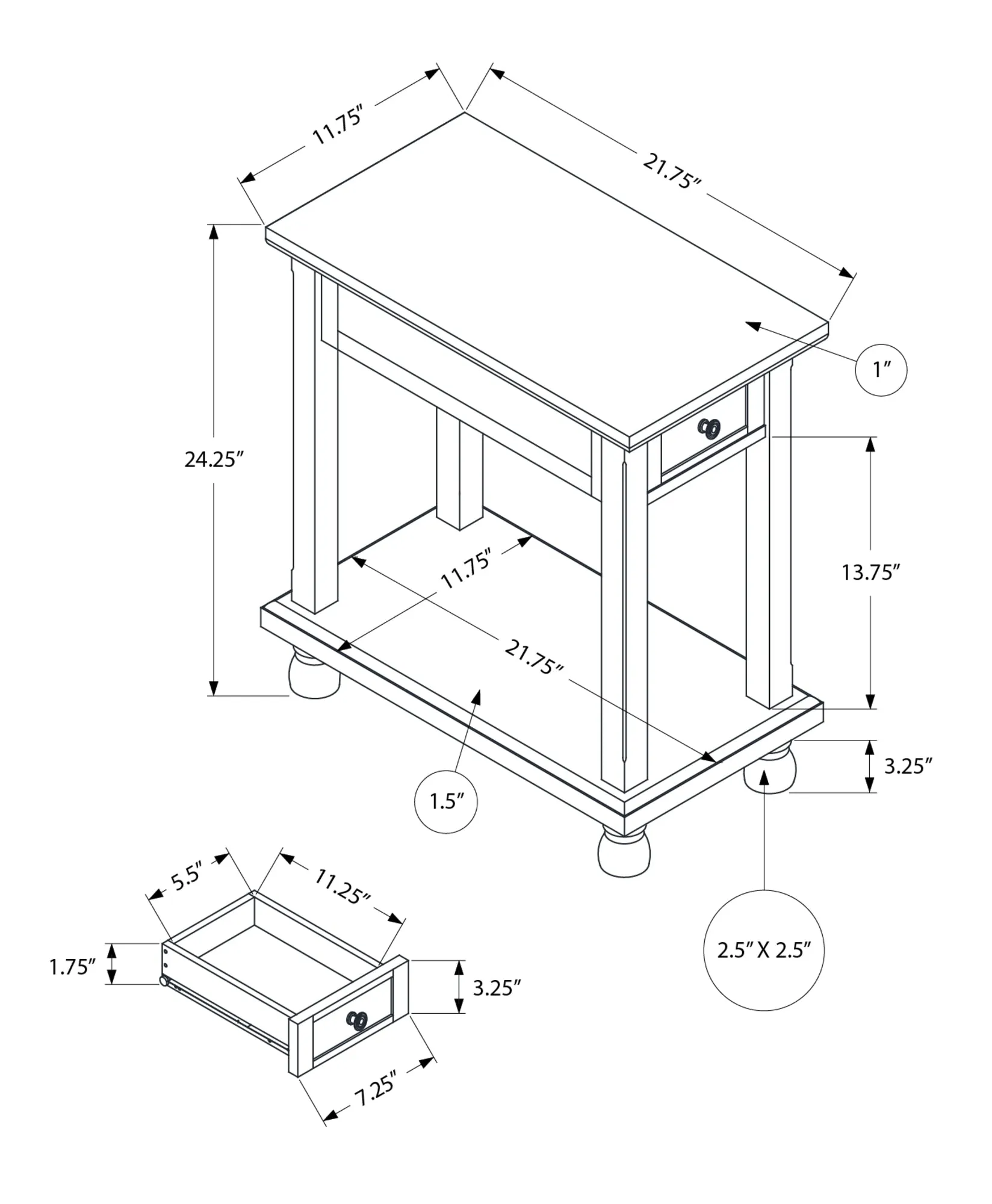 Dark Brown Veneer Accent Table