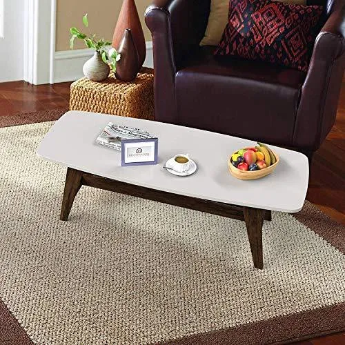 Decornation serene wooden coffee table | movable table | center table | bench footrest table | mid century modern table study and work table, white.