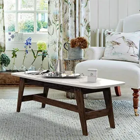 Decornation serene wooden coffee table | movable table | center table | bench footrest table | mid century modern table study and work table, white.
