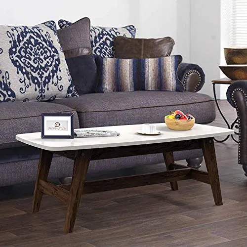 Decornation serene wooden coffee table | movable table | center table | bench footrest table | mid century modern table study and work table, white.