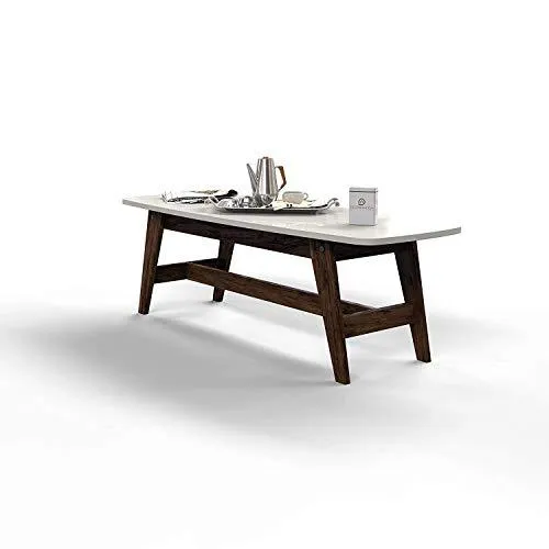 Decornation serene wooden coffee table | movable table | center table | bench footrest table | mid century modern table study and work table, white.