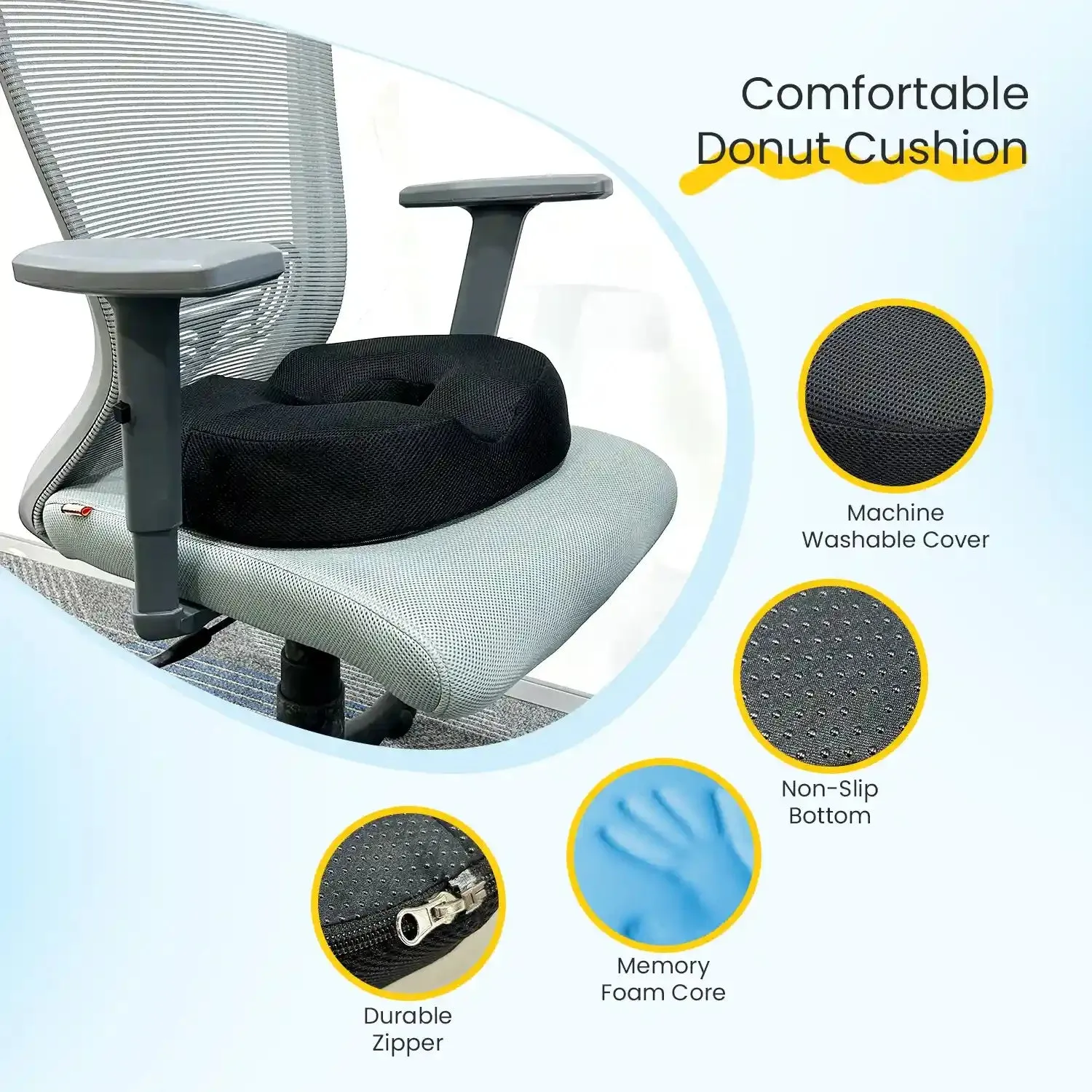 Donut Pillow & Donut Seat Cushion with Cooling Gel