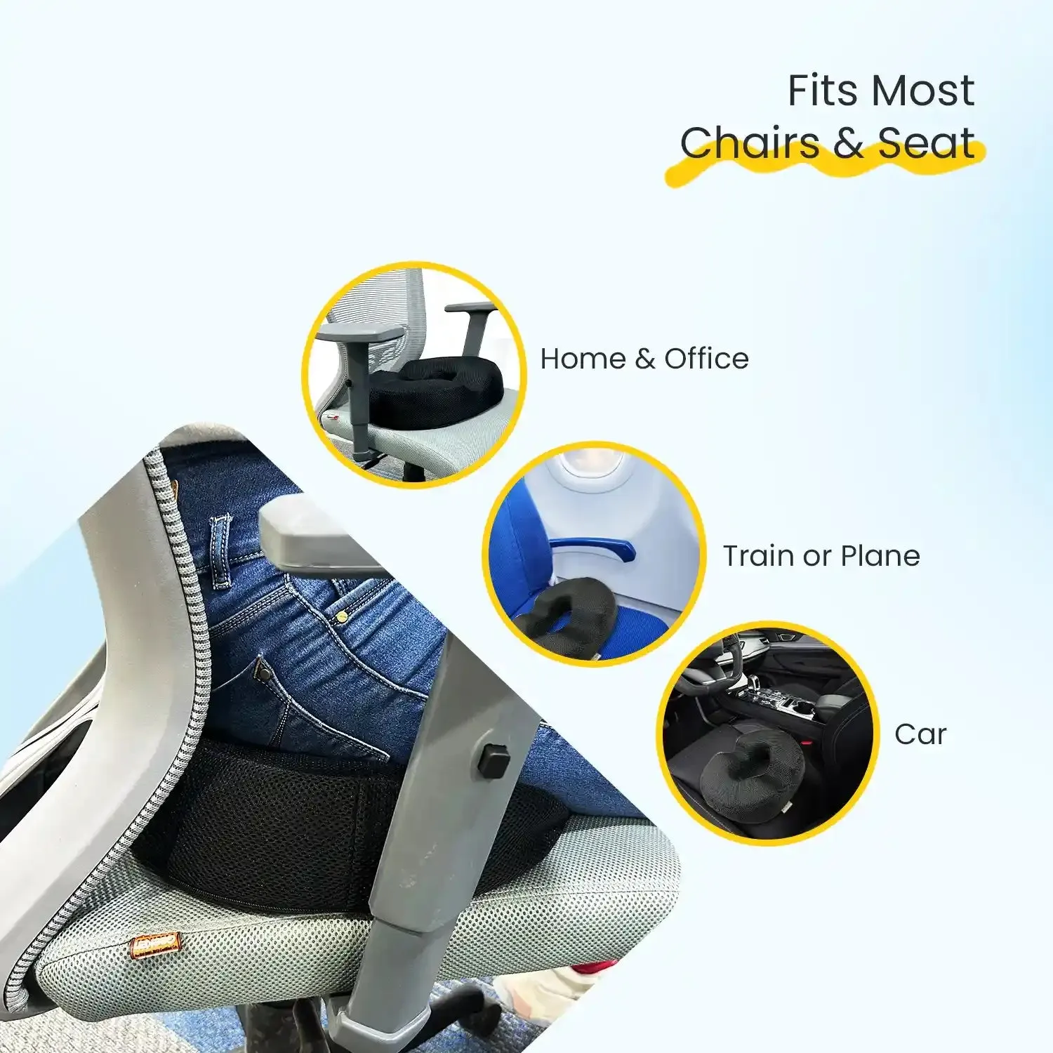 Donut Pillow & Donut Seat Cushion with Cooling Gel