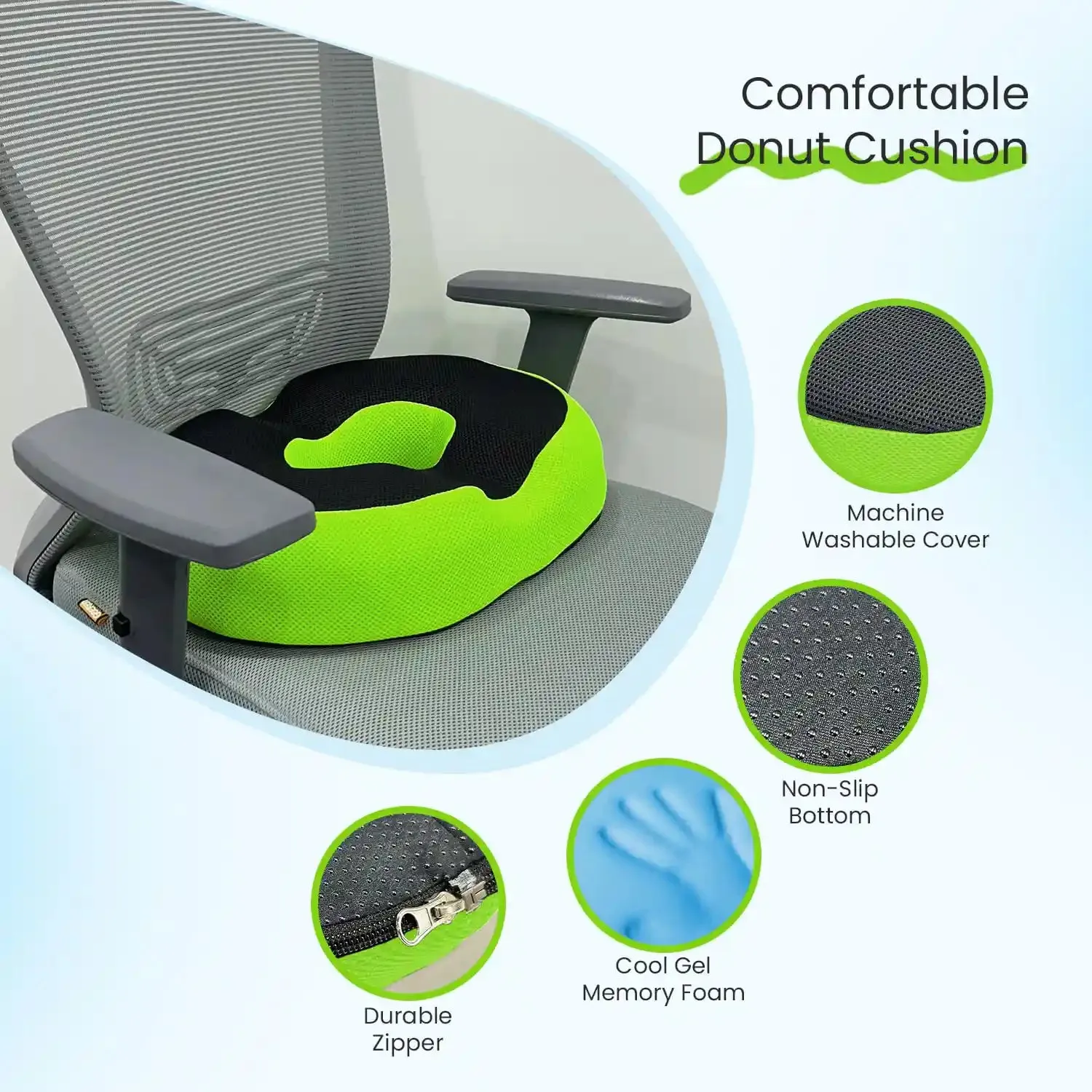 Donut Pillow & Donut Seat Cushion with Cooling Gel