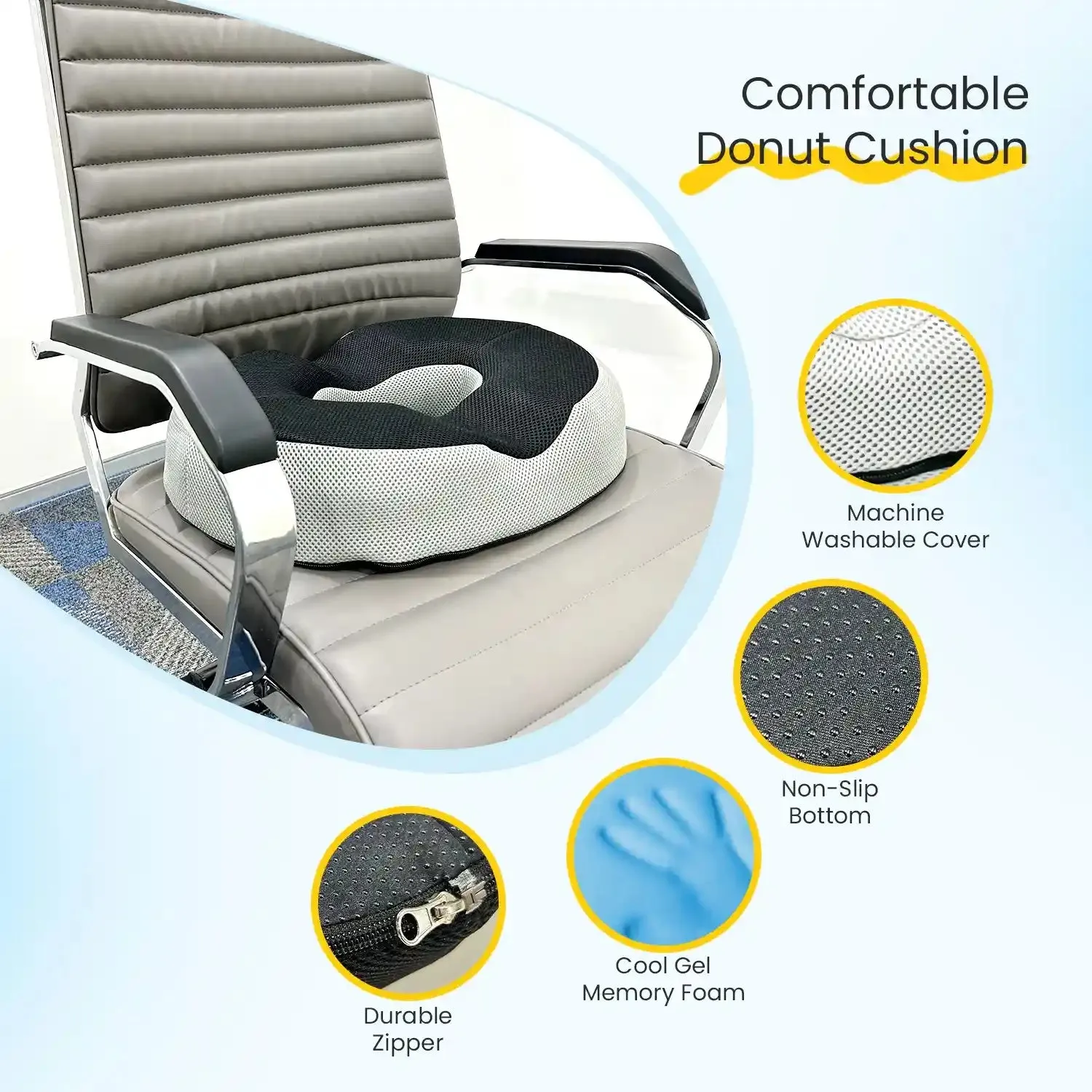 Donut Pillow & Donut Seat Cushion with Cooling Gel