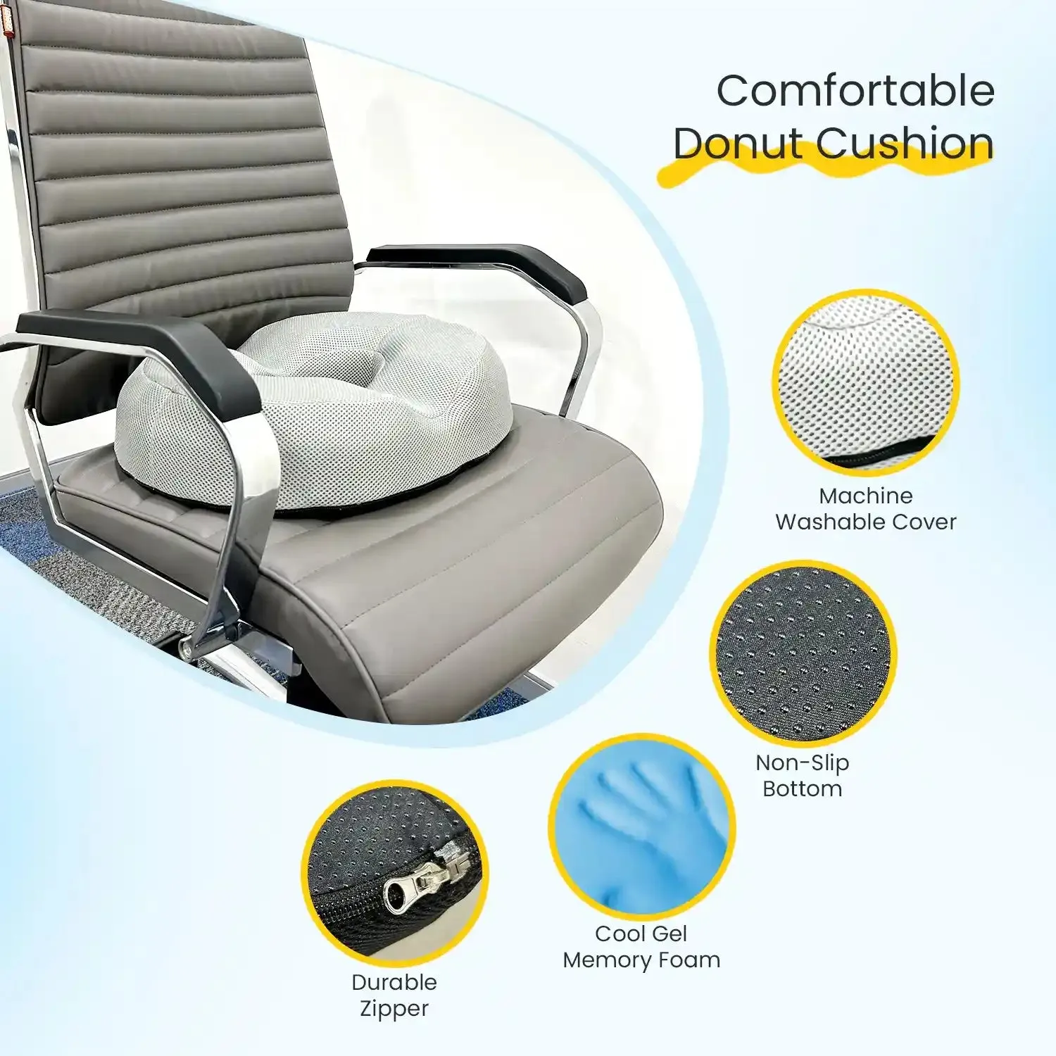 Donut Pillow & Donut Seat Cushion with Cooling Gel