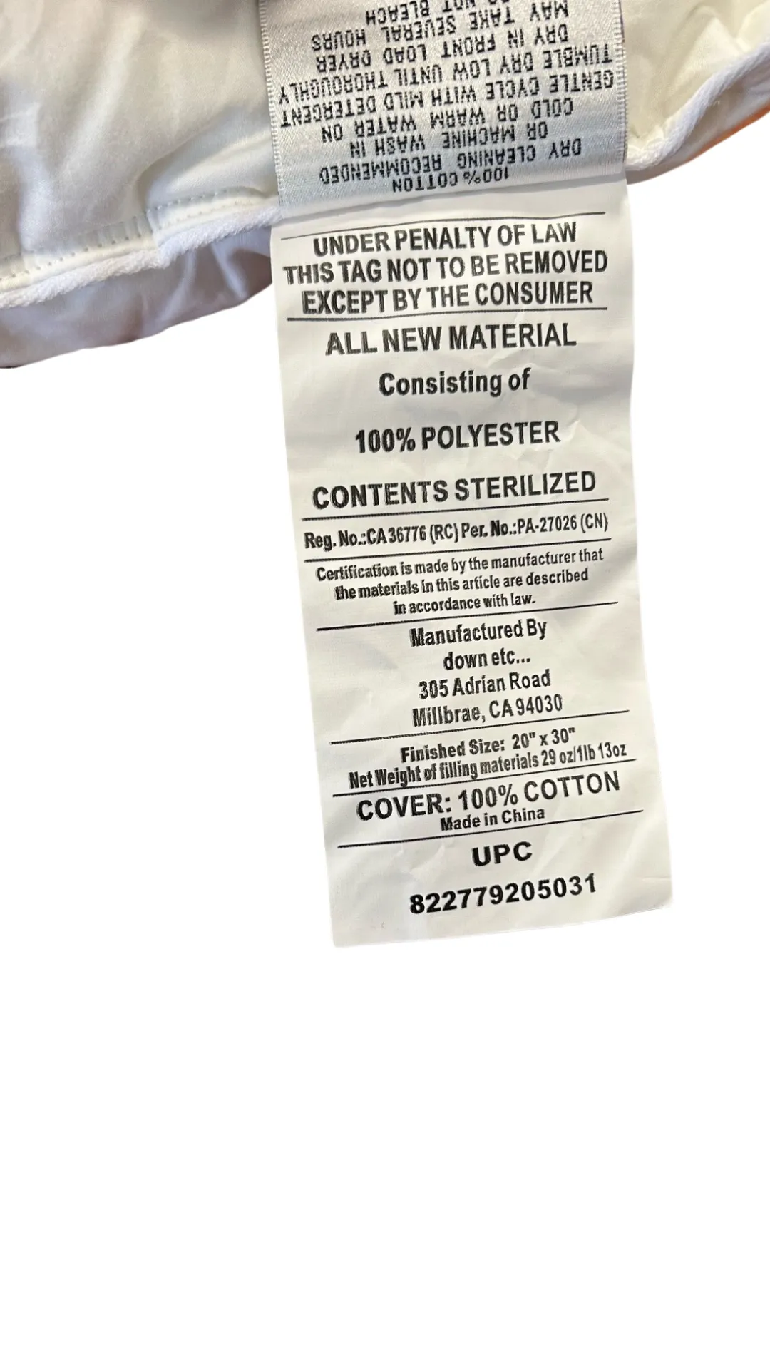 Down Etc. Fairfax Firm Polyester Pillow