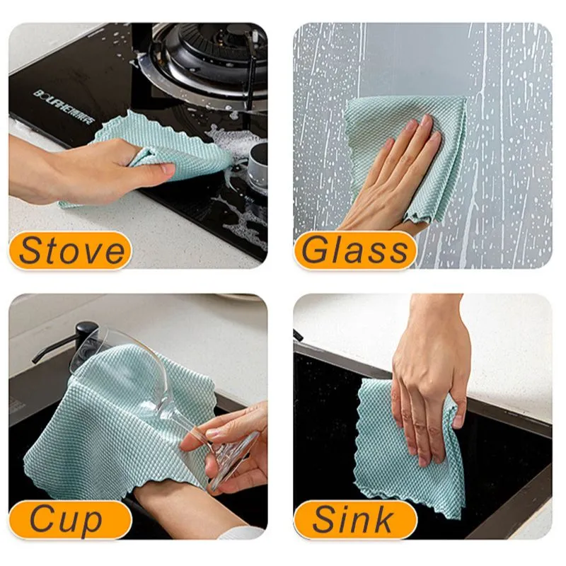 Efficient Glass Cleaning Towel MIrror Cleaning Cloth Absorbent Kitchen Towels 25x25cm Napkin for Glass Dish Washing  Wiping Rag
