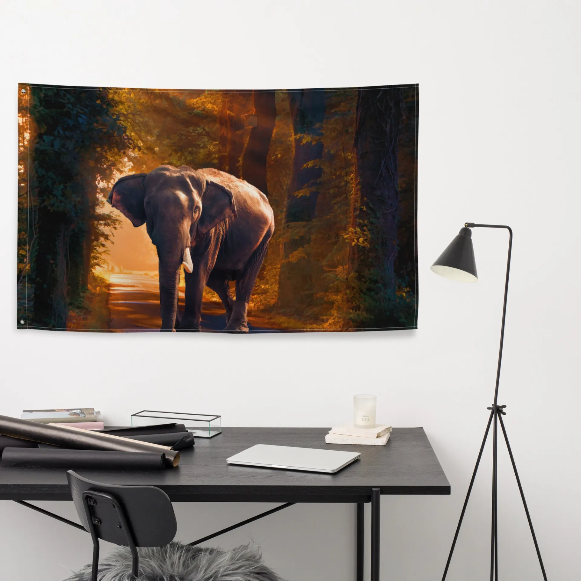 Elephant Flag Tapestry Wall Hanging | Durable Polyester | Versatile Decor for Any Room